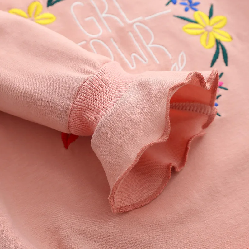 2024 Autumn New 3-4 5 6 7 8 9 10 Years Children\'S Clothing Kids Baby Flower Letter Flare Trumpet Sleeve Sweatshirts For Girls