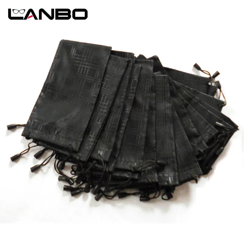 LANBO 50 pcs/lot Glasses Case Soft Plaid Cloth Sunglasses Bag Glasses Pouch Black Color Wholesale Good Quality S11