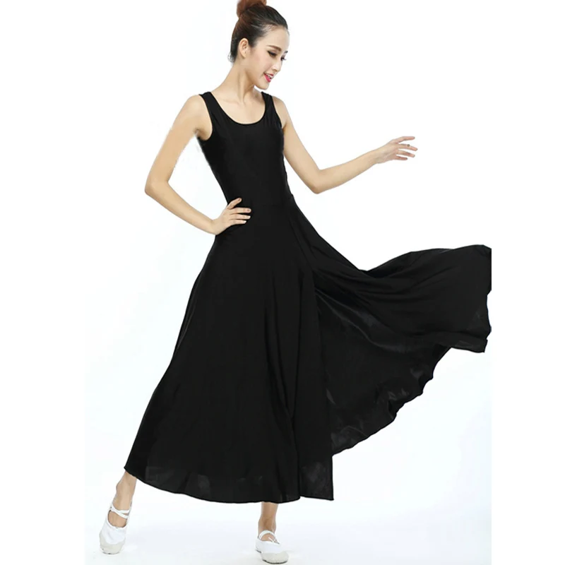 Wholesale Adult Latin Dresses Tank Style Long Skirts Dance Practicing Costumes Women Lycra Fabric Dance Performance Wear SD4059