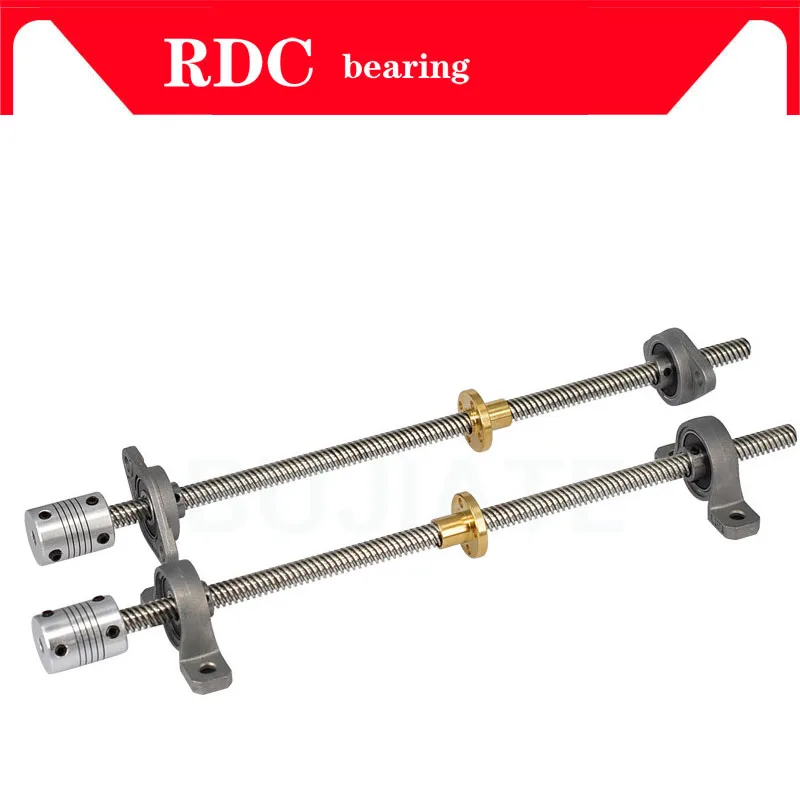 High quality T8 Lead screw 800 mm 8mm + brass copper nut + KP08 or KFL08 bearing Bracket +Flexible Coupling for 3D printer&CNC