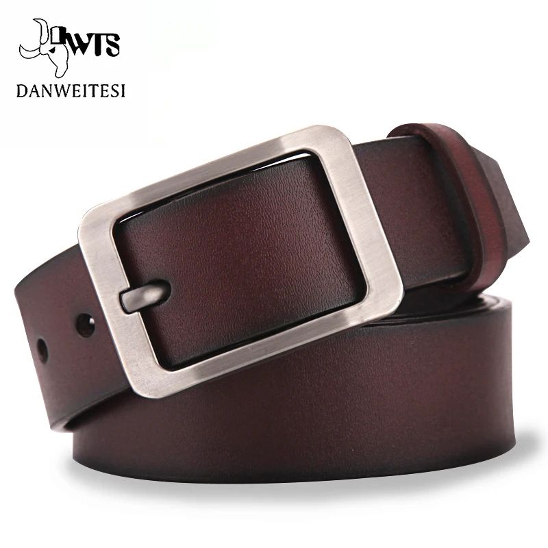 [DWTS]Cow leather belt men male genuine leather strap belts for men buckle fancy vintage jeans cintos masculinos ceinture homme