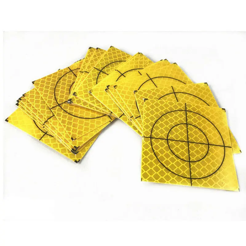 NUOVO 100pcs Giallo Riflettore Copriletto 20x20mm Bersaglio Riflettente per la Stazione Totale