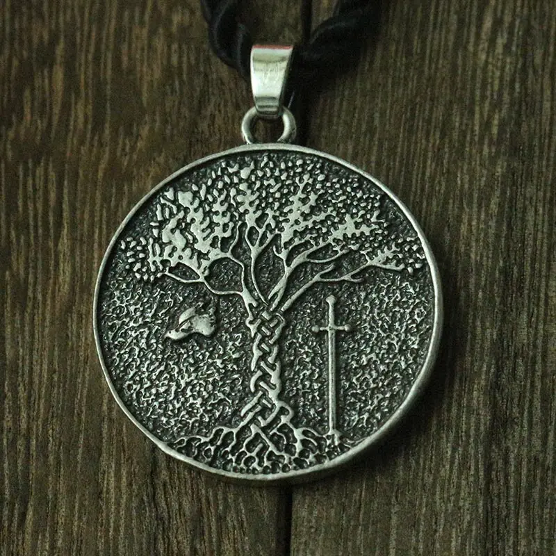 

lanseis 10pcs Tree of life pendant ,viking tree necklace raven necklace pendant black bird jewelry