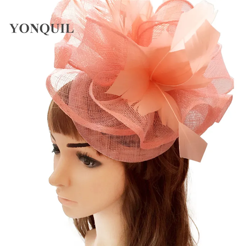 

Hot Sale Derby Millinery Sinamay Fascinator Headwear Feather Flower Party Show Hair Accessories Cocktail Hat Perfct Color MYQ109