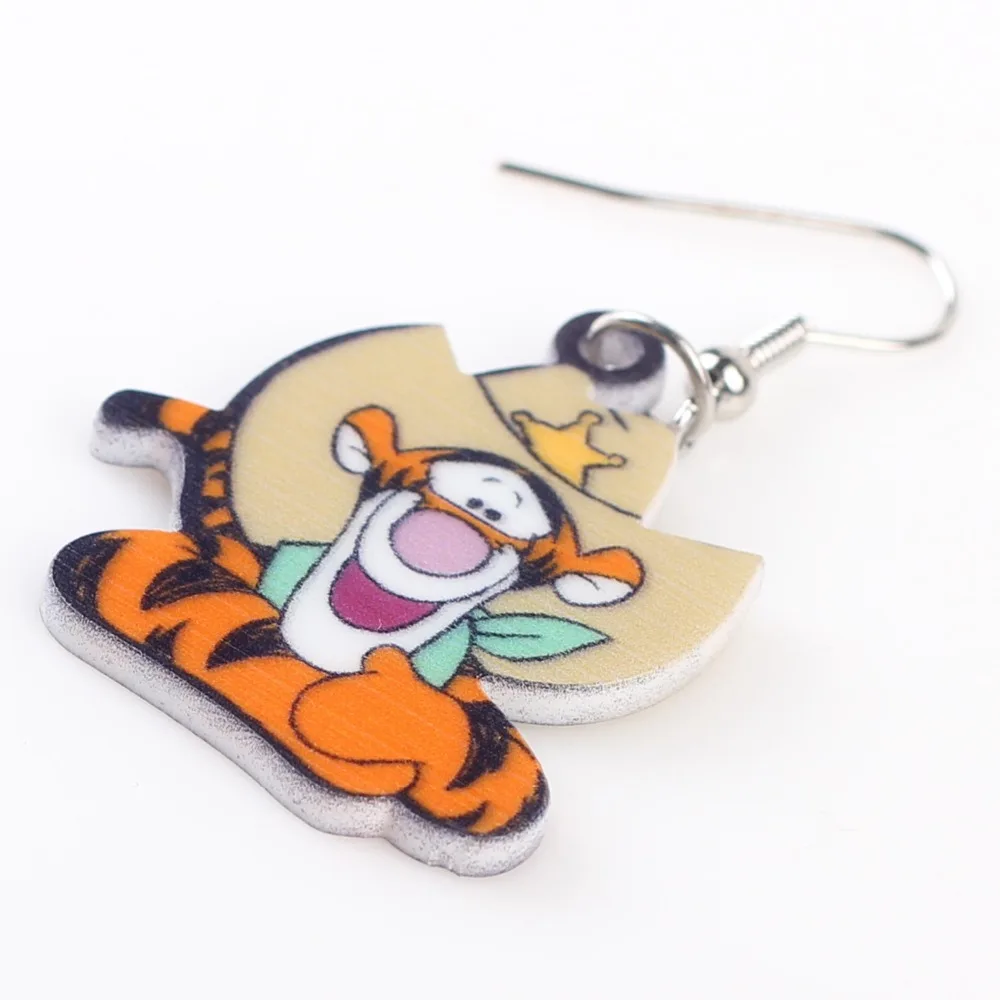 أقراط ماركة Bonsny طويلة على شكل نمر جميلة من الأكريليك مجوهرات جديدة لعام 2015 للبنات والنساء أقراط على أشكال كرتونية للأطفال إكسسوارات