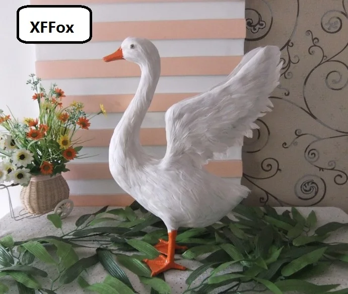 new simulation swan model plastic&feathers wings white goose toy gift about 38x30cm xf0710