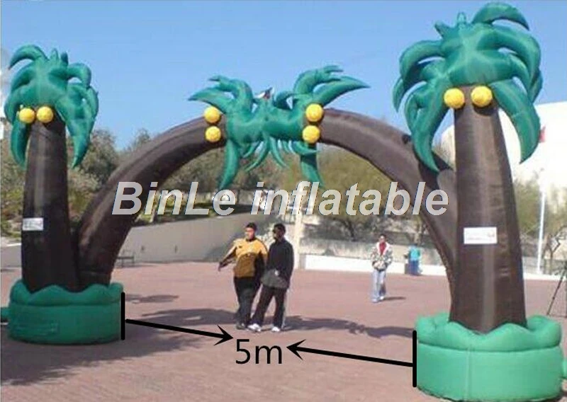 Custom entrance 8mW inflatable palm tree arch air blow Coconut tree model for festival