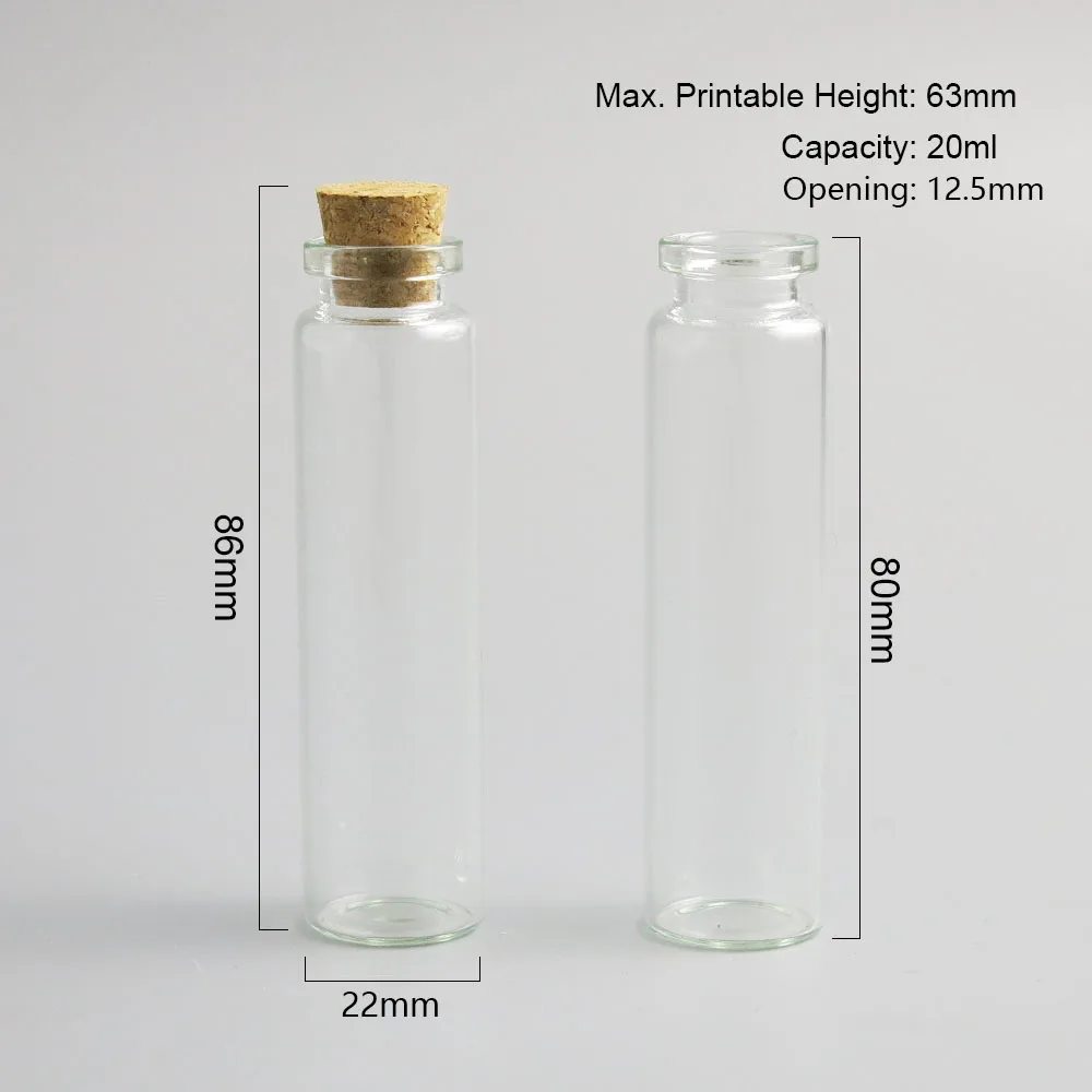 500 x Empty Small Cute Wishing Cork Stopper Glass Bottles Vials Jars Containers 20ml 20cc glass bottle with cork