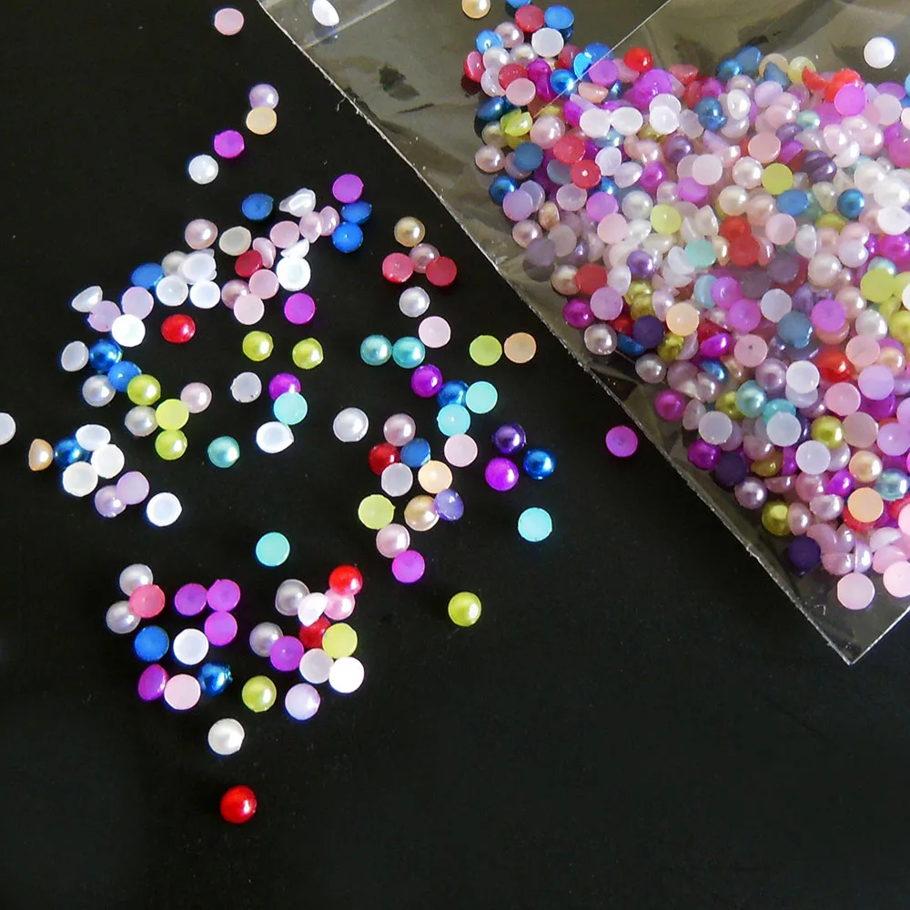 1000 pcs 2mm gemengde pearl nail decoratie nail art tool rinestone crystal