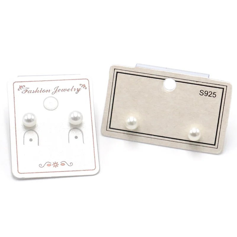 Présentoir de cartes de boucles d'oreilles en plastique Beige 3x5cm, lot de 200 pièces de bijoux en papier, plateaux de boucles d'oreilles personnalisés, carte d'emballage