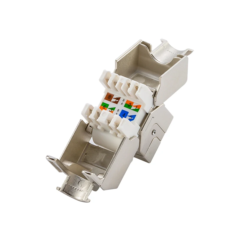 Linkwylan Cat5e Cat6 Cat6A Toolless Network Keystone Jack Module Full Shielded RJ45 Socket To LSA Toolfree Termination