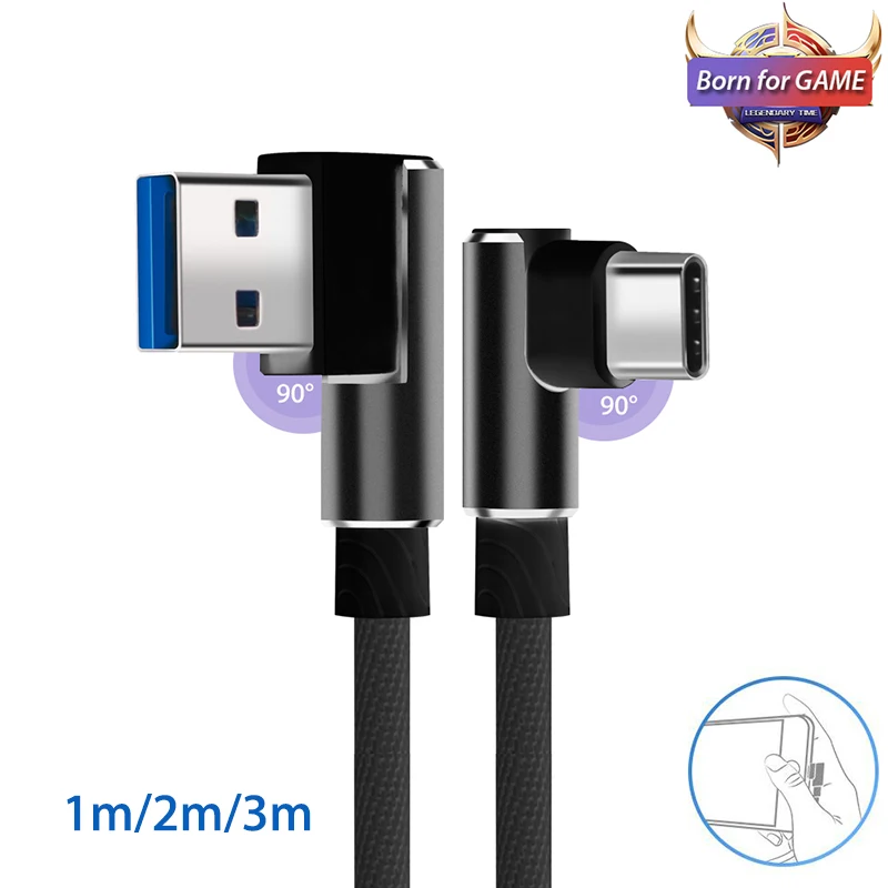 1/2/3 Meter For Samsung Galaxy A50 A80 S10 S9 A3/A5/A7 2017 90 Degree USB Type C USB-C Charging Cable Phone Charger Cabel Tipo C