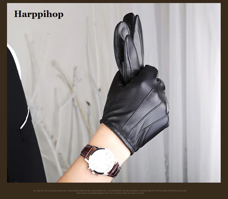 2022 new free shipping 100% Sheep Skin Touch Screen Men Gloves Classic Style Pure Genuine Leather Gloves For Winter Men\'s Glove