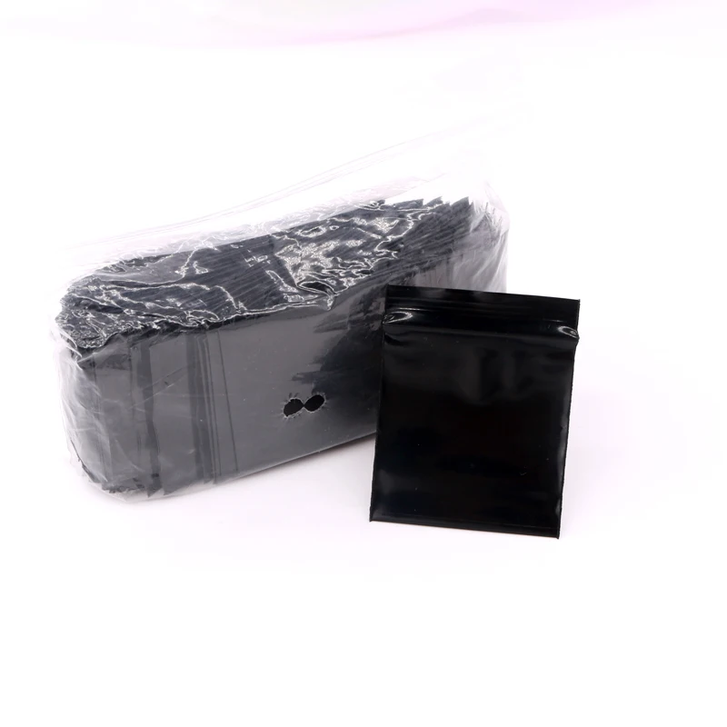 100pcs High-end Black Plastic Zip Lock Ziplock Bags Nuts Storage Package Small Jewelry packaging Reclosable poly Zip Bags Thick