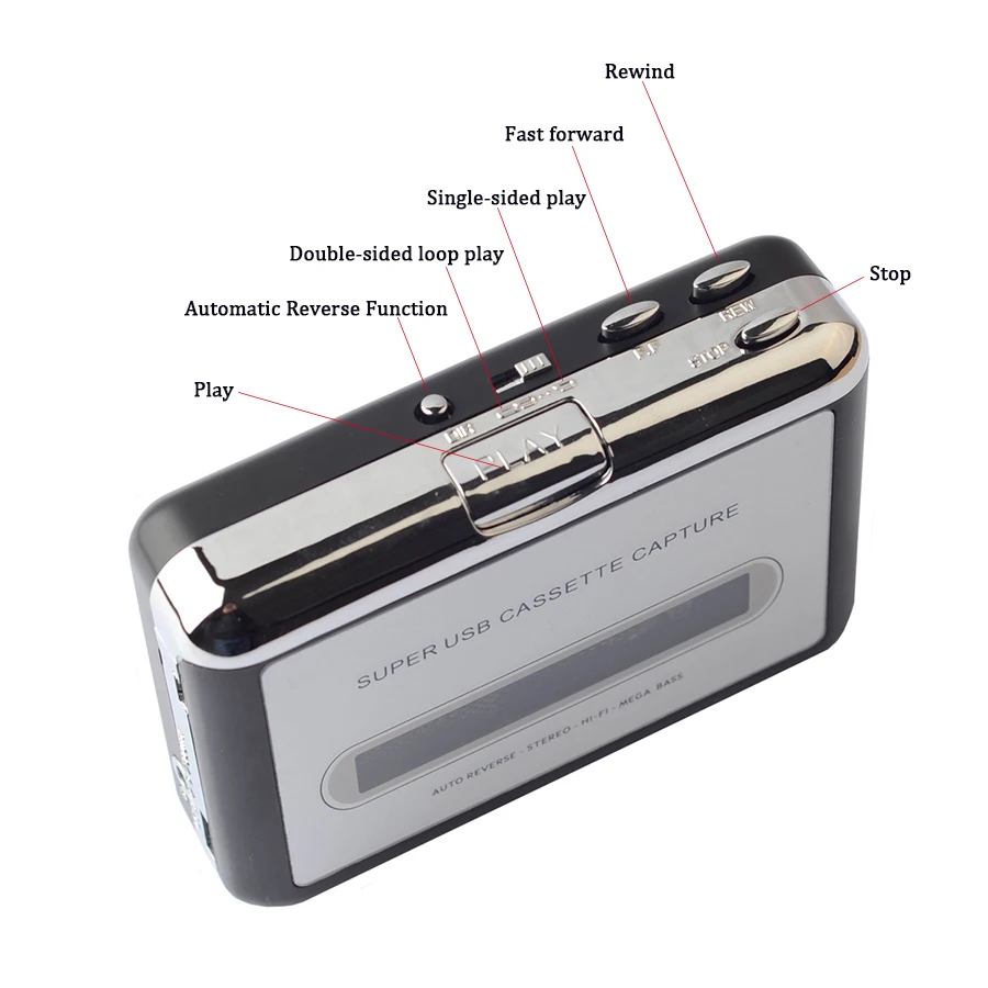 USB Cassette Player Cassette to MP3 Converter Capture Music Player Cassette Tape Recorder Support Windows 7/8