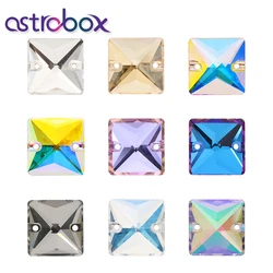 Astrobox Magic Square cucire su strass con due fori posteriore piatta K9 vetro sciolto diamante pietre indumento gioielli abbigliamento fai da te