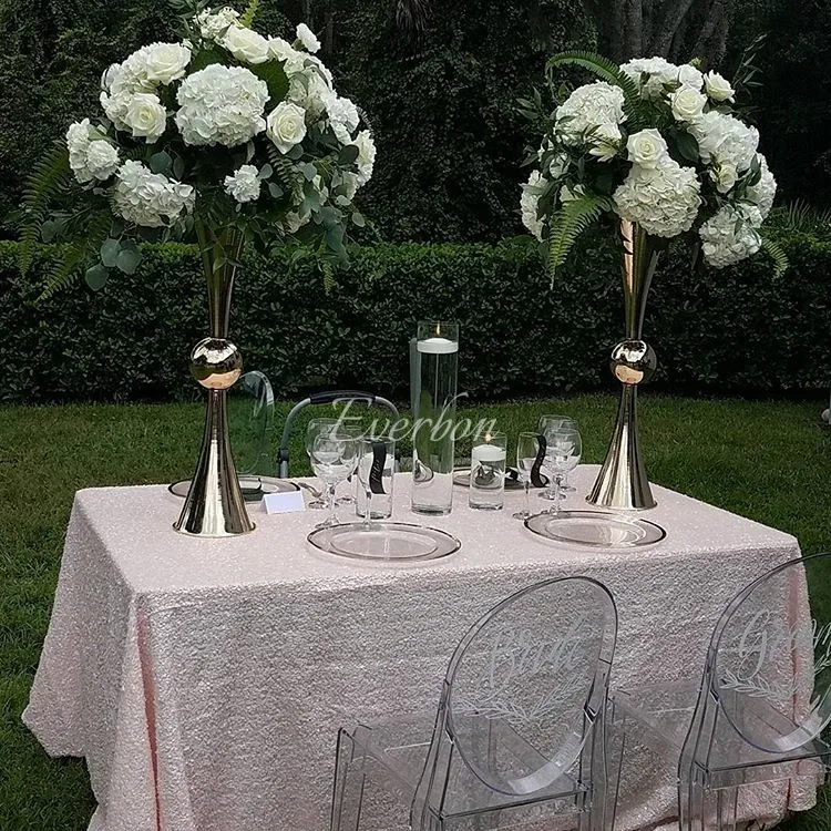 wedding decoration table centerpiece vases metal flower vase gold silver trumpet vase anniversary ceremony party decor supplies image 2