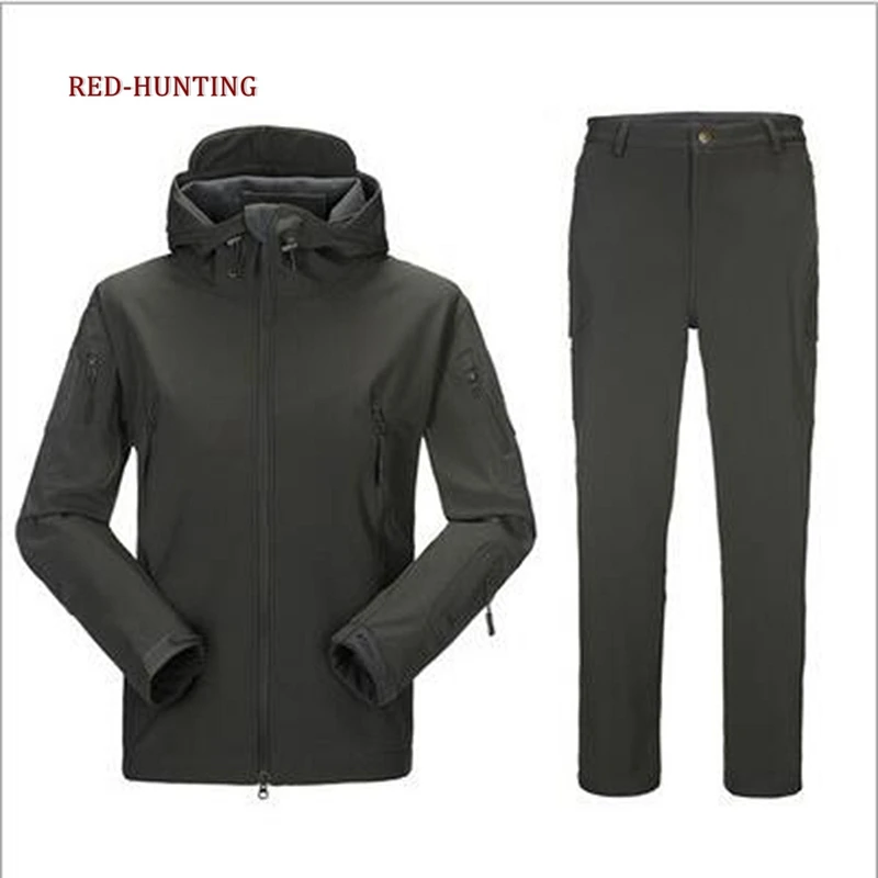 New TAD 4.0 Shark Skin Soft Shell Camouflage Hunting Clothes Suits Outdoor Tactical Military Fleece Jacket+ pants