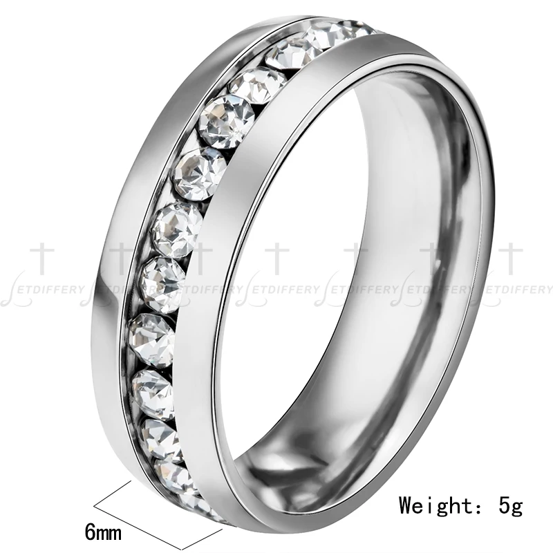 Letdiffery 316L Stainless Steel Charm 6MM  Rings For Couple 4 Colors Ring Anniversary Gifts Jewelry for Men Women