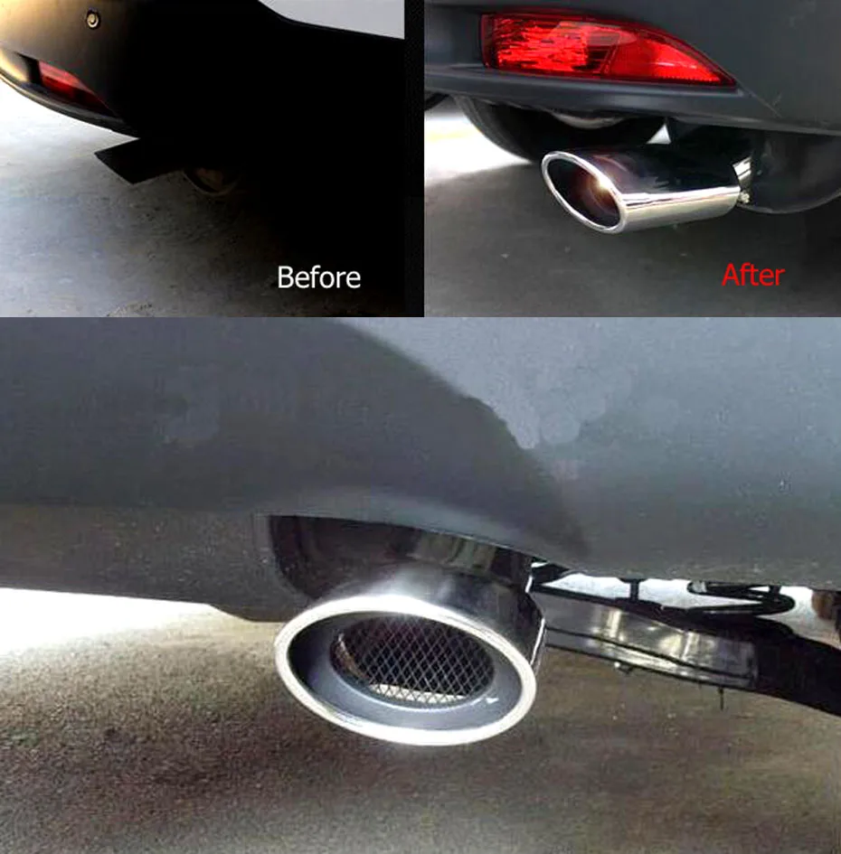 Car Styling Stainless Steel Exhaust Muffler Tip Rear Tail Pipe Trim For Hyundai Tucson ix35 For Kia Sportage 2011-2015 Sticker