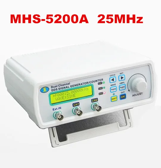 

Digital DDS Dual-channel Signal MHS-5200A Source Generator Arbitrary Waveform Frequency Meter 25MHz for researching engineer