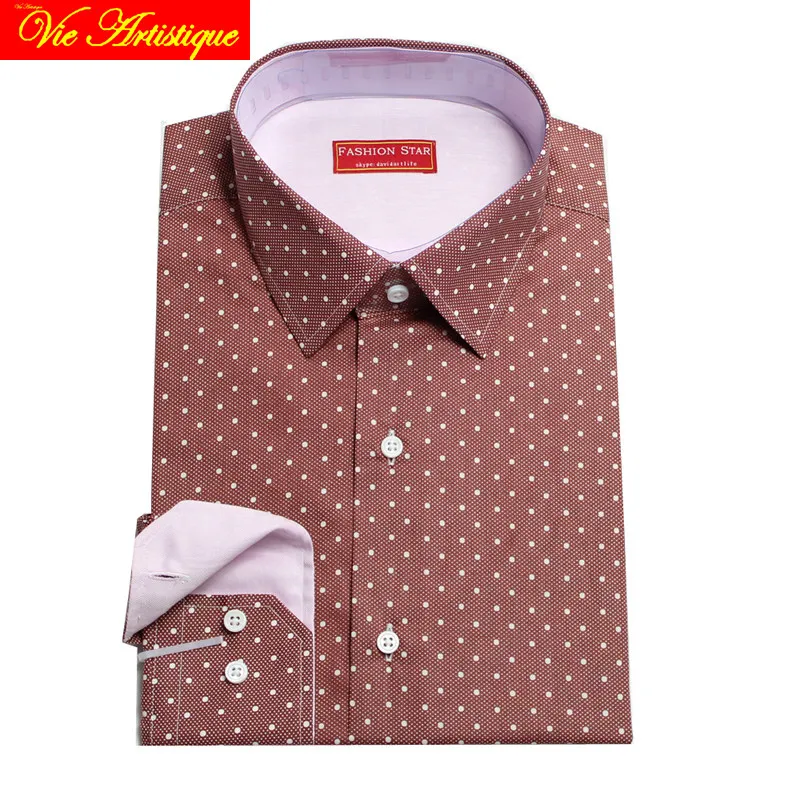 

custom tailor made Men's bespoke cotton floral dress shirts business formal wedding ware blouse 2019 coffee polka dot designer