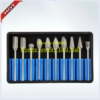 Tungsten Carbide Burs Set Jewelry Tool Shaft Dia 3 mm 3 * 6 mm Head Dia 3 mm 10 pcs / box with free shipping good quantity