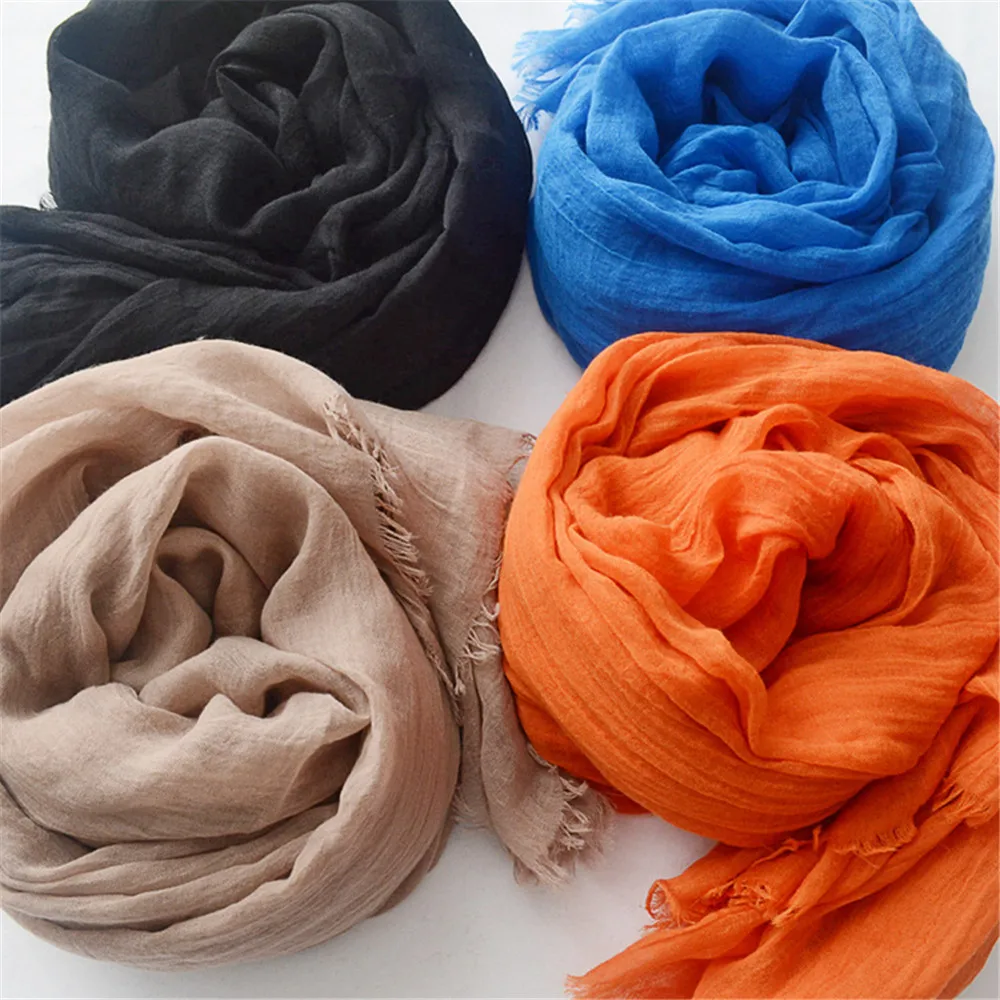 Women Fashion Big Size Fringe Cotton Viscose Scarf Lady Plain Shawls and Wraps Pashmina Stole Female Kerchief Muslim Hijab Caps