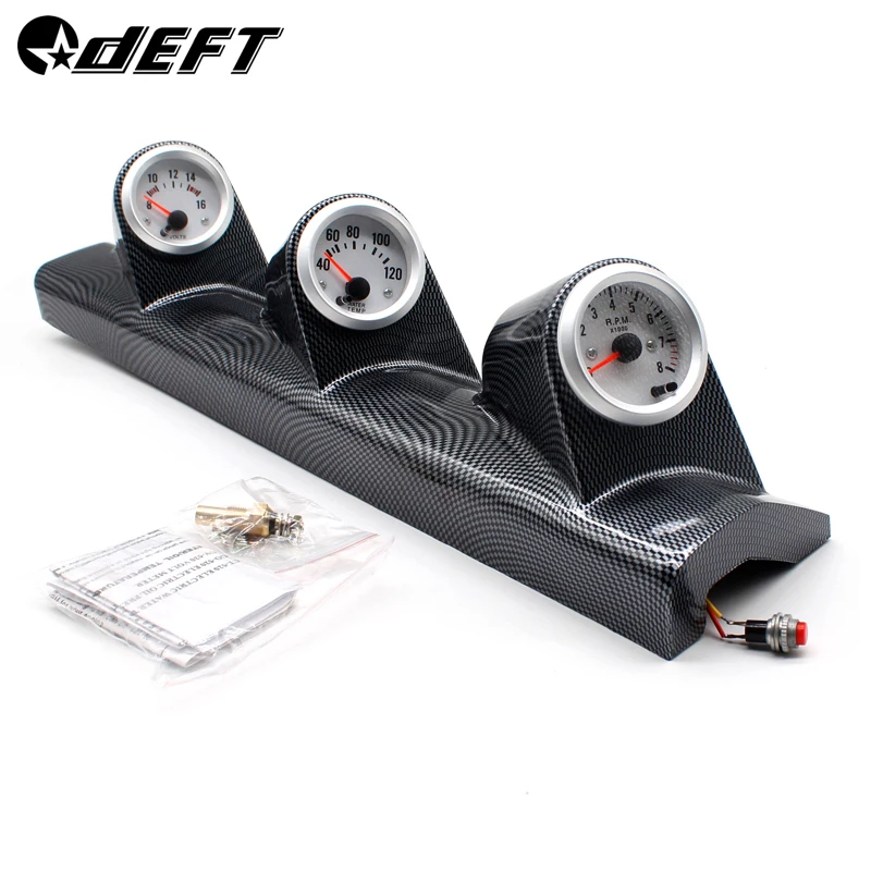 

52mm Universal 3 Hole Left Hand Drive Auto Car Pod Pillar Triple Gauge Carbon Fiber Triple Gauge Holder Gauge Pod Auto Car Meter