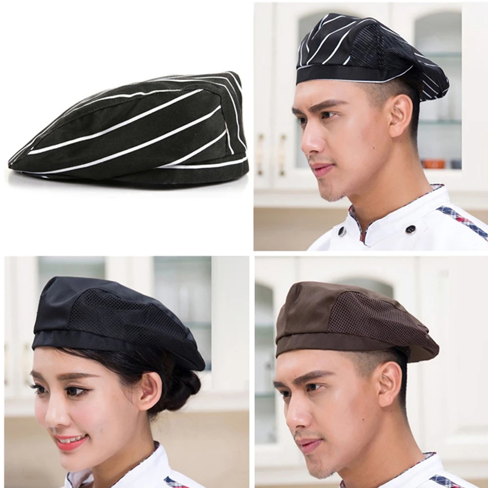 Breathable Chef Caps Cafe Bar Waiter Beret Restaurant Hotel Workwear Kitchen Cook Baking Cap Men Women Forward Cap Chef Uniform