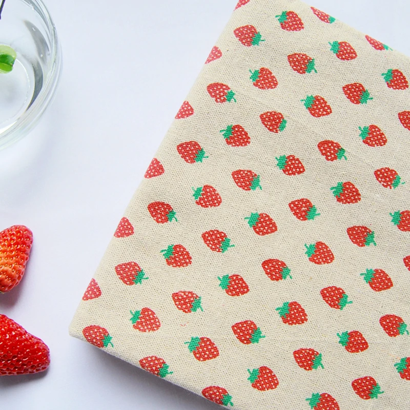 Handmade diy fluid cloth zakka linen cloth fabric red strawberry