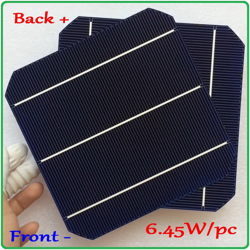 6.45W/pc mono solar cell Newest Double-side 156mm Monocrystalline Mono Silicon Solar Cell New high efficiency Grade A