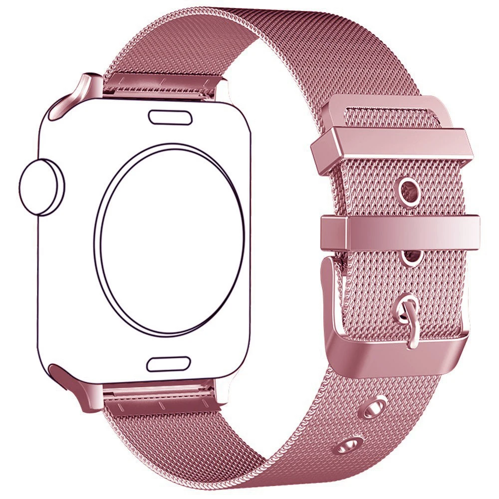 Pink Gold Bracelet for Apple Watch Band Series 8 7 6 5 4 Meshed Stainless Steel Wrist Strap for iWatch 42mm 38mm Wristband