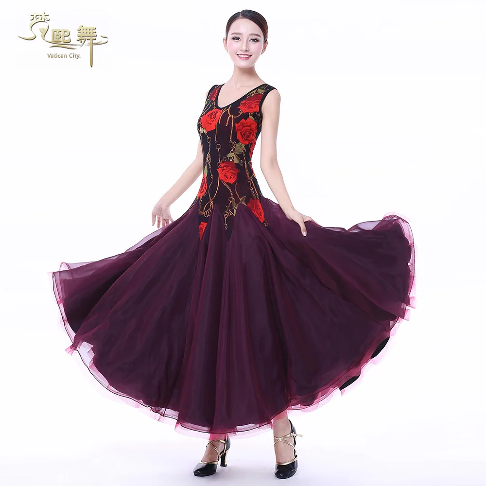 Phụ nữ Tùy Chỉnh Khiêu Vũ Váy Khiêu Vũ Waltz Tango Tiêu Chuẩn Flamenco Phòng Khiêu Vũ Trang Phục Tango Flamenco Waltz Nhảy Múa Phong Tục D-0385