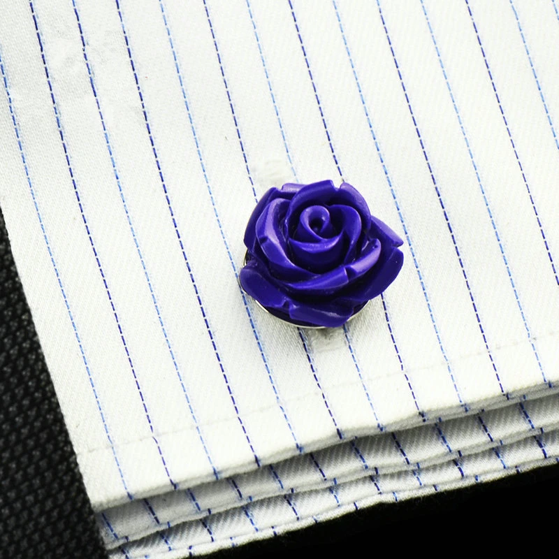 FLEXFIL Jewelry French shirt Fashion cufflinks for mens Brand Red Rose Cuff link Wholesale Button High Quality Wedding Male Gift