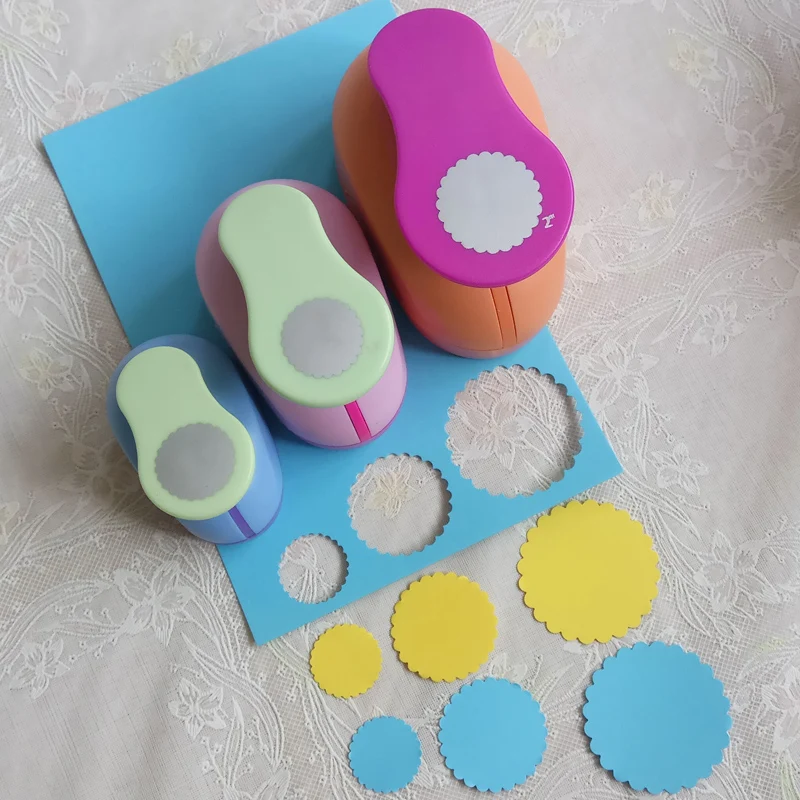 7cm 5cm 3.8cm 2.5cm wave circle shape craft punch set manual DIY hole punches cortador de scrapbook Circle punch