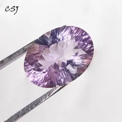 CSJ 100% natural amethyst oval concave cut loose gemstone concave cut for 925 silver or gold top fine jewelry mounting