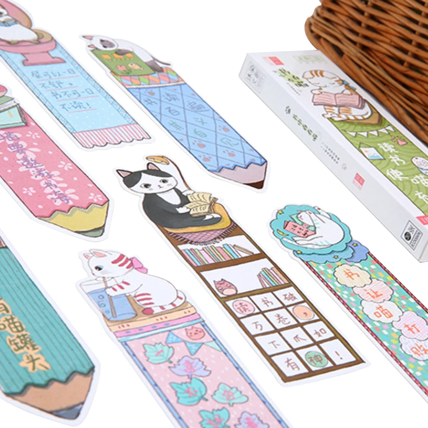 30Pcs/pack Cute Cat In Book Fashion Paper Bookmark for books stationery school supplies