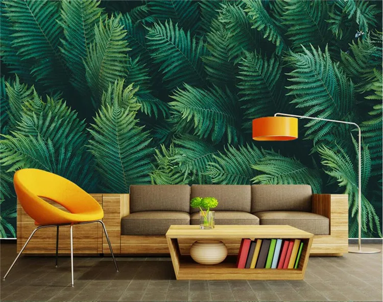 

Custom Any Size Mural Wallpaper 3D Stereo Green Leaves Forests Fresco Living Room Study Restaurant Backdrop Wall Painting Decor