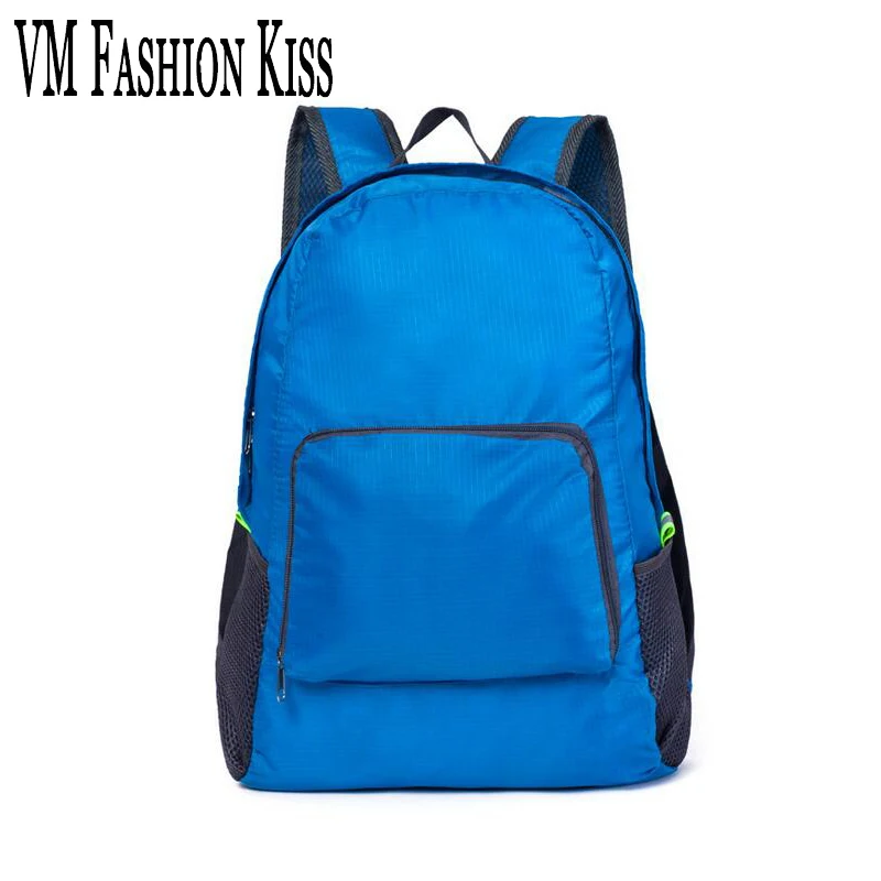 

VM FASHION KISS Unisex Folding Waterproof Nylon Backpack Women Men Soild Lattice Travel Portable Folding Backpacks Mochila