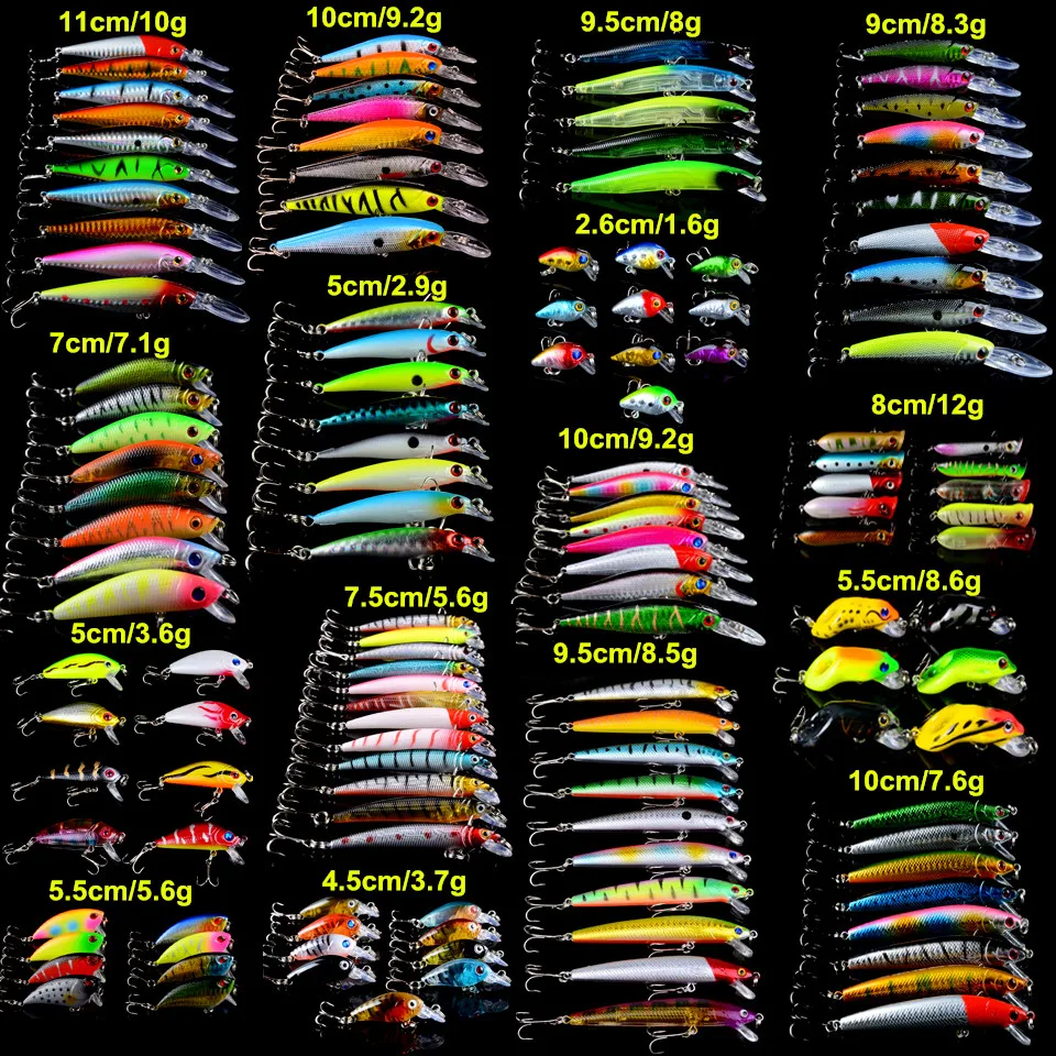 

New 138pcs/lot Fishing Lures Mixed 16 Models Plastic Fish Bait High Quality Carp Fishing Tackle Treble Hooks Tackle Wholesale