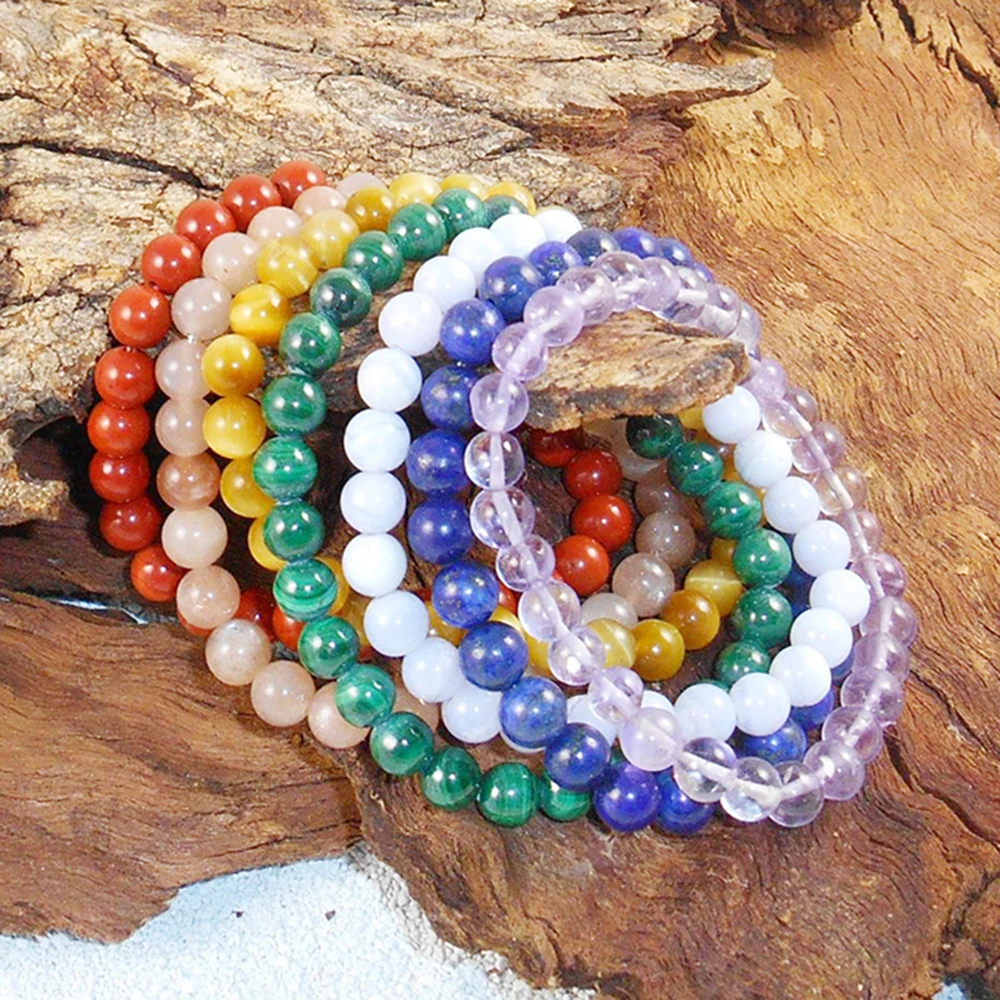 MG0420 Luxurious Design Yoga Bracelet Set Natural Gemstone 7 Chakra Bracelet  Malachite Lapis Lazuli Blue Lace Agate Bracelet