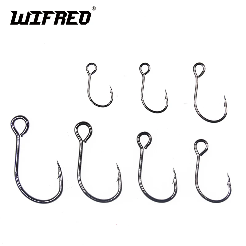 Wifreo 20pcs/bag for Fishing Lure Spare Hook Single Fish Lure Hooks inline Hook Big Eye Size 2 4 6 8 High Carbon Steel