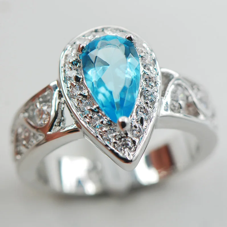 

Blue Crystal Zircon Fashion Women 925 Sterling Silver Ring F881 Size 5 6 7 8 9