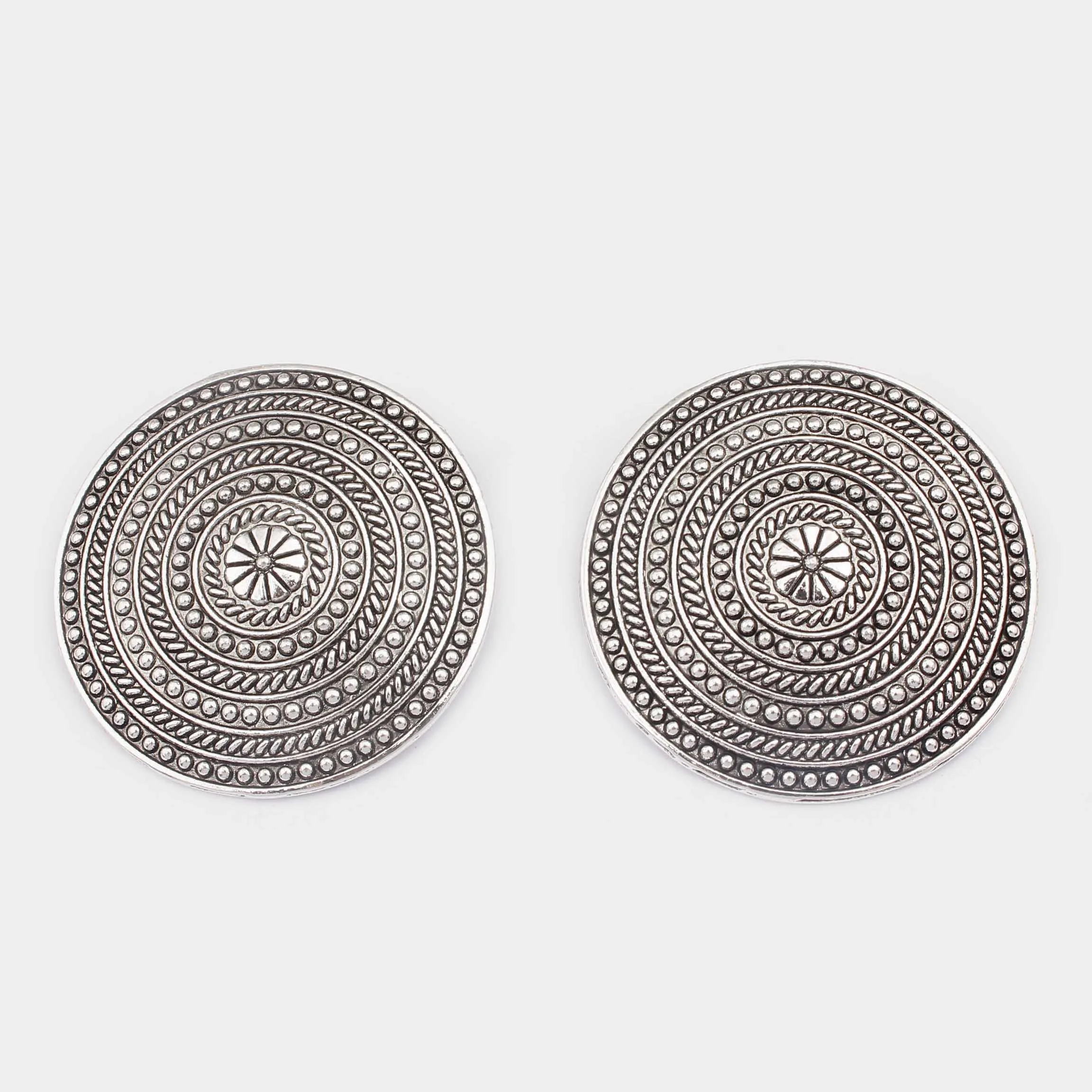 4pcs Antique Silver Color Metal Bohemia Vikings Norse Round Dot Flower Charms Pendant DIY Necklace Jewelry Making