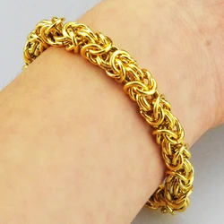 AMUMIU 7mm Men byzantine 316l stainless steel Chain Link Bracelets Wholesale HB087