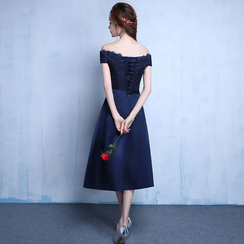 Prom Dresses Vestido DongCMY New Fashion Party 2024 Navy Blue Boat Neck Simple A-line Draped Jersey