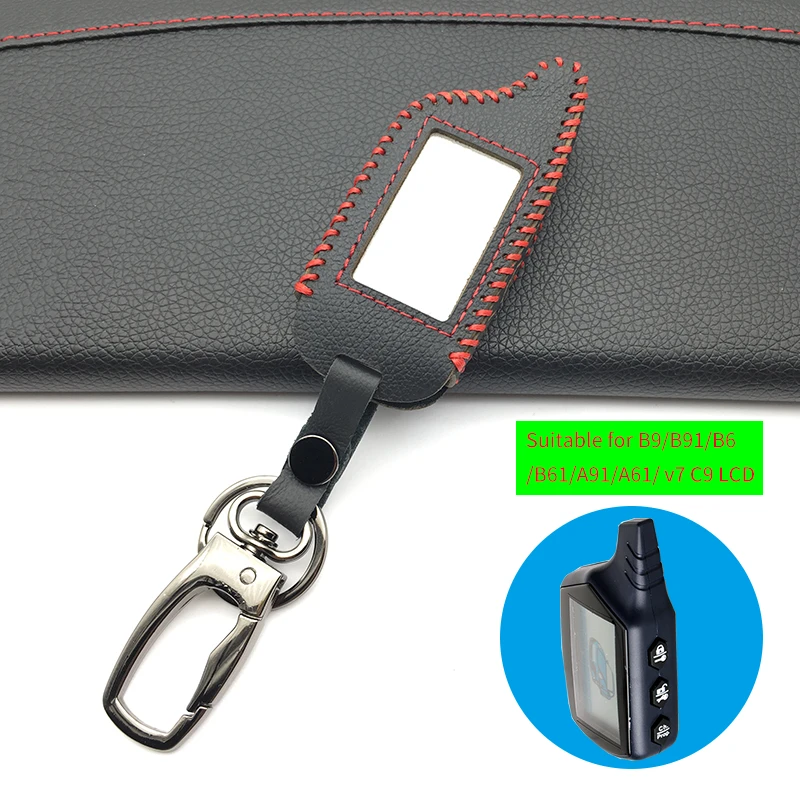 100% Genuine Leather Key Case for Starline B9 B9 / B91 / B6 / B61 / A91 / A61 / V7 C9 LCD Shape Of Hot Sale Remote Car Alarm TPU