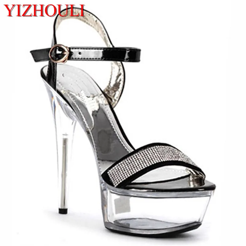 

Manufacturers of 15 cm high heels nightclub crystal sandals ultrafine with small size of the shoes