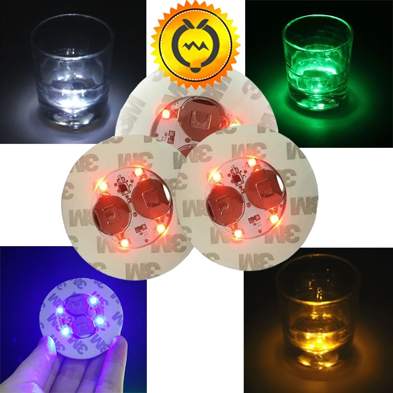 

5pcs LED Decoration Light Bottle Stickers LED Glorifier Mini Light LED Coaster Cup Mat for Party Bar Club Vase Xmas Wine Glass